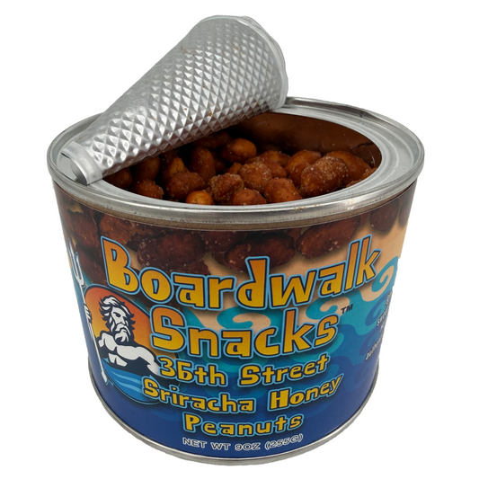 9oz. 36th Street Sriracha & Honey Virginia Peanuts by Boardwalk Snacks, Sweet‑Heat Snack Nuts, Non‑GMO