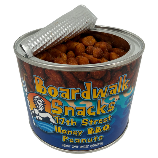 9oz. 17th Street Honey BBQ Virginia Peanuts by Boardwalk Snacks, Sweet & Smoky Snack Nuts, Non‑GMO