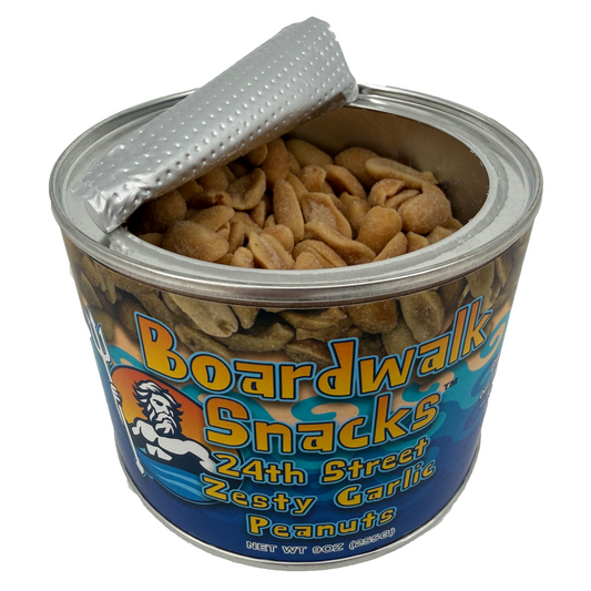 9oz. 24th Street Zesty Garlic Virginia Peanuts by Boardwalk Snacks , Savory Snack Nuts, Non‑GMO