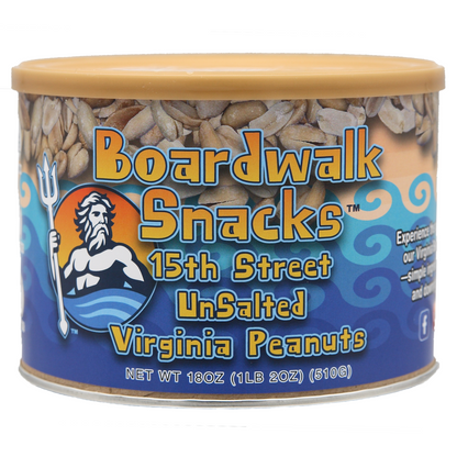Boardwalk Snacks 15th Street Unsalted Virginia Peanuts, Healthy Snack Nuts, Non-GMO, 18oz