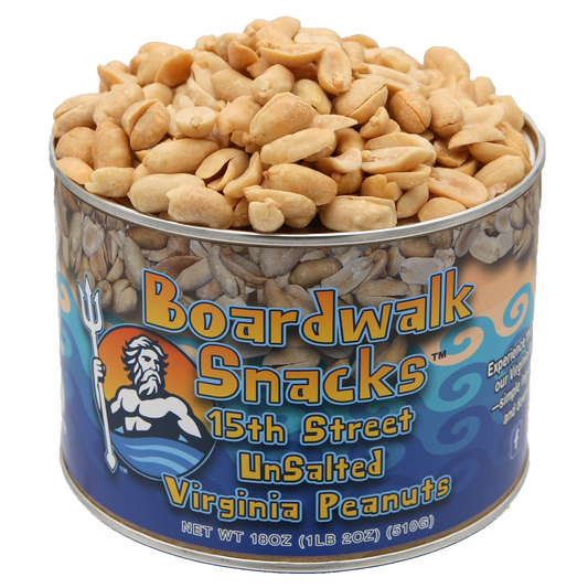 Boardwalk Snacks 15th Street Unsalted Virginia Peanuts, Healthy Snack Nuts, Non-GMO, 18oz