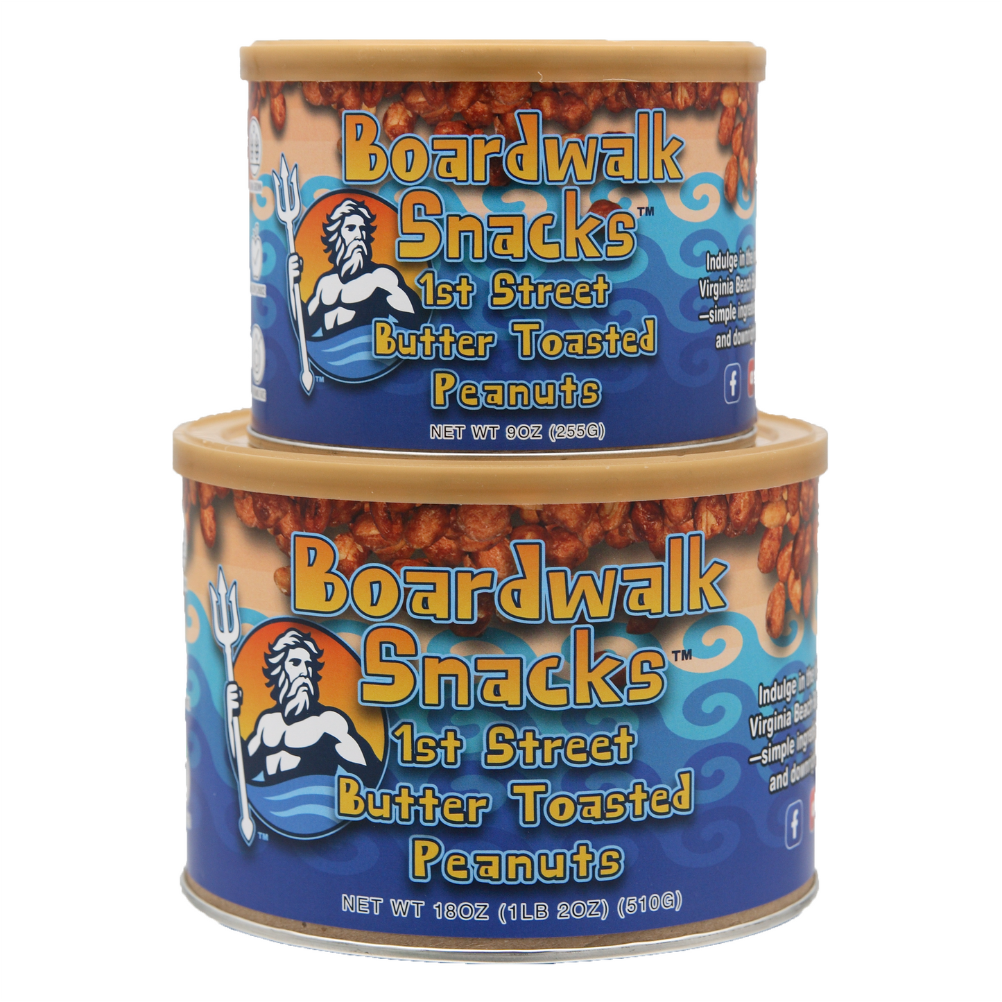 Boardwalk Snacks 1st Street Butter Toasted Peanuts, Sweet Snack, Non-GMO, 18oz