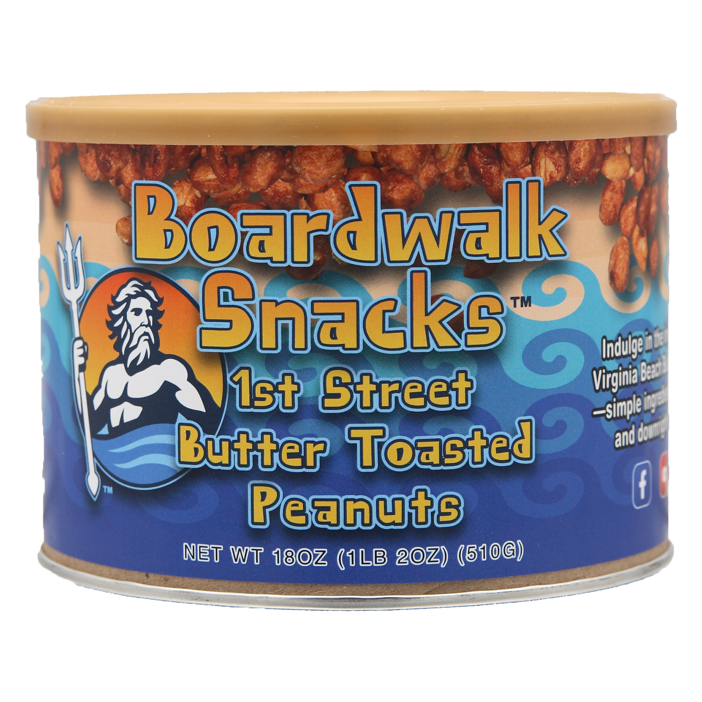Boardwalk Snacks 1st Street Butter Toasted Peanuts, Sweet Snack, Non-GMO, 18oz