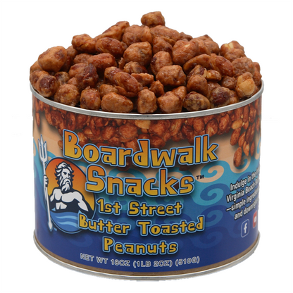 Boardwalk Snacks 1st Street Butter Toasted Peanuts, Sweet Snack, Non-GMO, 18oz