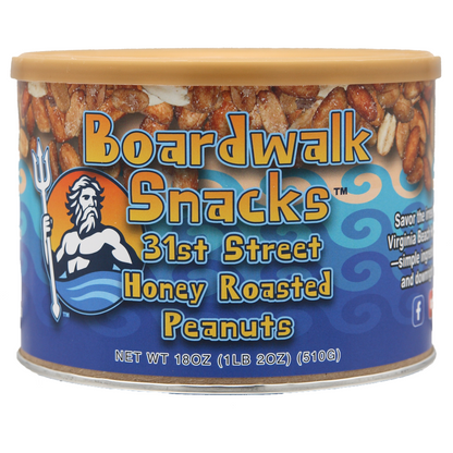 Boardwalk Snacks 31st Street Honey Roasted Peanuts, Gourmet Snack, Non-GMO, 18oz