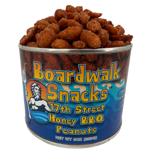 9oz. 17th Street Honey BBQ Virginia Peanuts by Boardwalk Snacks, Sweet & Smoky Snack Nuts, Non‑GMO