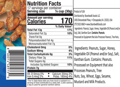 Boardwalk Snacks 31st Street Honey Roasted Peanuts 18oz 