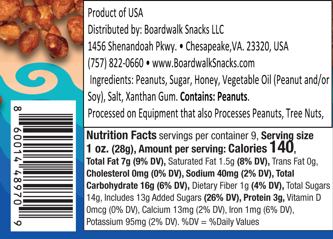 Boardwalk Snacks 1st Street Butter Toasted Peanuts 9oz 
