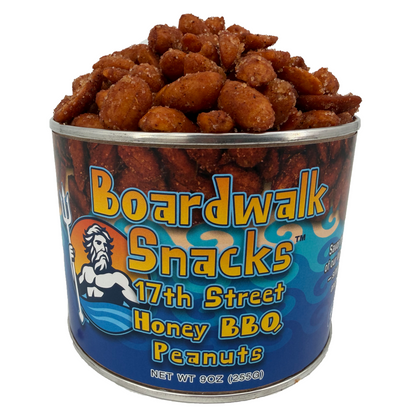 9oz. 17th Street Honey BBQ Virginia Peanuts by Boardwalk Snacks, Sweet & Smoky Snack Nuts, Non‑GMO
