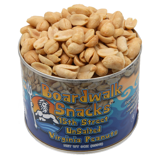 9oz. 15th Street Unsalted Virginia Peanuts by Boardwalk Snacks, Healthy Snack Nuts, Non-GMO